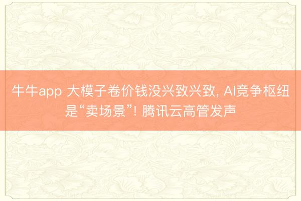 牛牛app 大模子卷价钱没兴致兴致， AI竞争枢纽是“卖场景”! 腾讯云高管发声