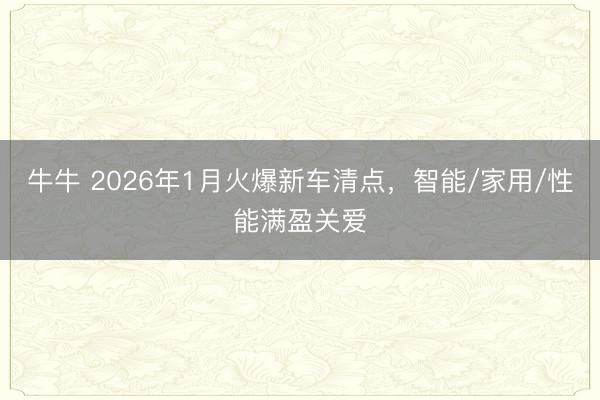 牛牛 2026年1月火爆新车清点，智能/家用/性能满盈关爱