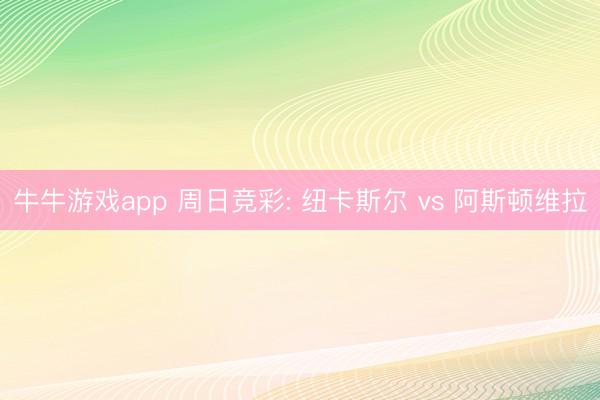 牛牛游戏app 周日竞彩: 纽卡斯尔 vs 阿斯顿维拉