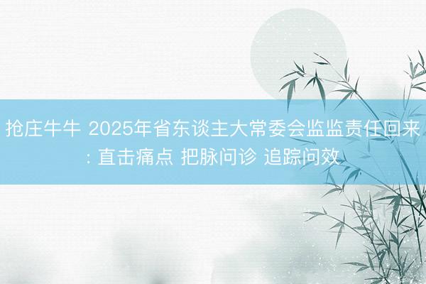 抢庄牛牛 2025年省东谈主大常委会监监责任回来: 直击痛点 把脉问诊 追踪问效