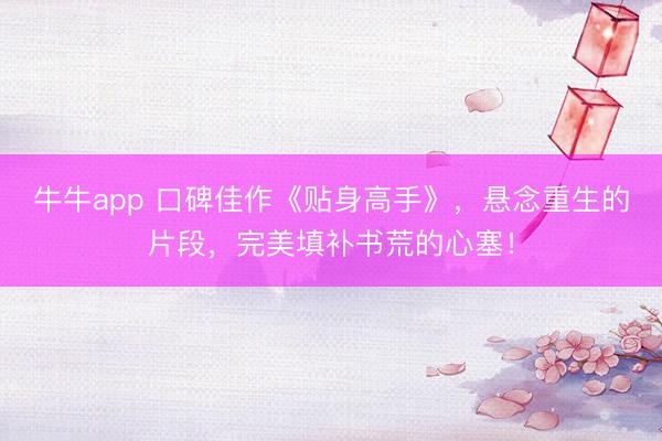 牛牛app 口碑佳作《贴身高手》，悬念重生的片段，完美填补书荒的心塞！