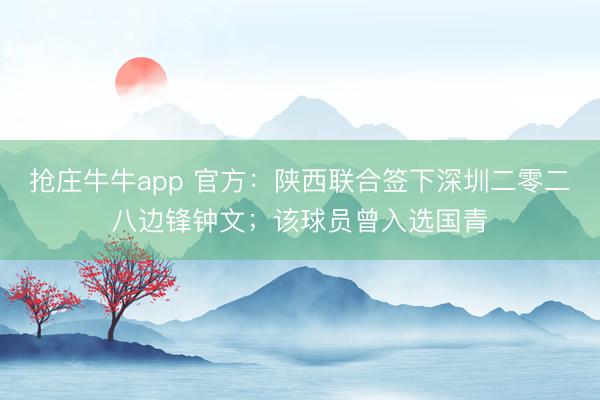 抢庄牛牛app 官方：陕西联合签下深圳二零二八边锋钟文；该球员曾入选国青
