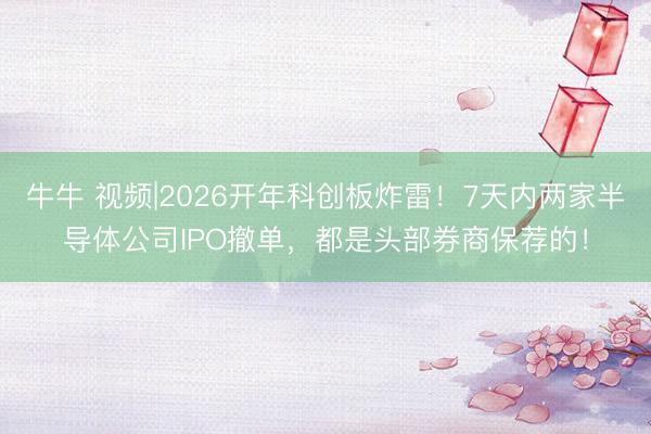 牛牛 视频|2026开年科创板炸雷！7天内两家半导体公司IPO撤单，都是头部券商保荐的！