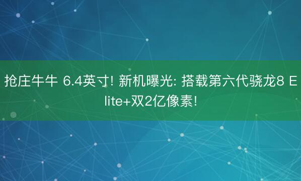 抢庄牛牛 6.4英寸! 新机曝光: 搭载第六代骁龙8 Elite+双2亿像素!