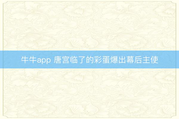 牛牛app 唐宫临了的彩蛋爆出幕后主使