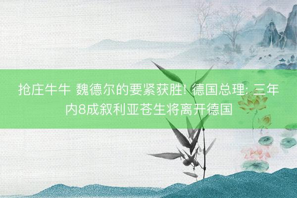 抢庄牛牛 魏德尔的要紧获胜! 德国总理: 三年内8成叙利亚苍生将离开德国