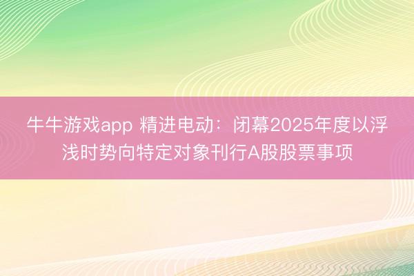 牛牛游戏app 精进电动：闭幕2025年度以浮浅时势向特定对象刊行A股股票事项