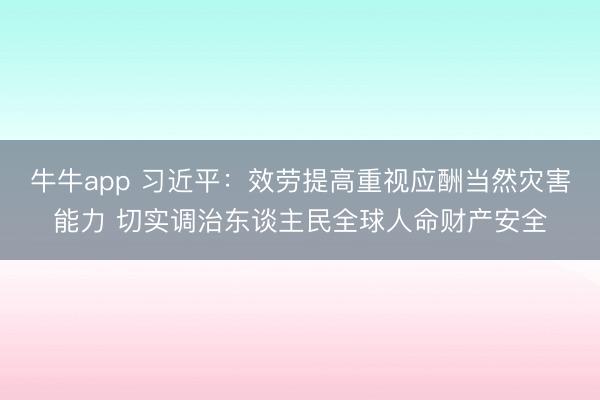 牛牛app 习近平：效劳提高重视应酬当然灾害能力 切实调治东谈主民全球人命财产安全
