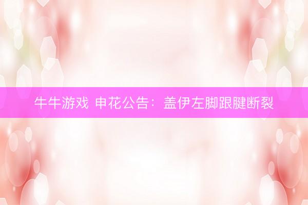 牛牛游戏 申花公告：盖伊左脚跟腱断裂