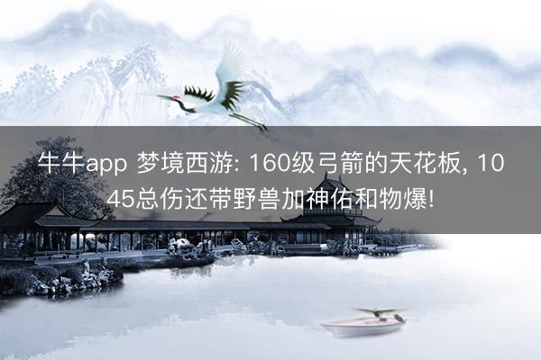 牛牛app 梦境西游: 160级弓箭的天花板， 1045总伤还带野兽加神佑和物爆!