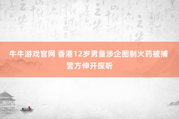 牛牛游戏官网 香港12岁男童涉企图制火药被捕 警方伸开探听