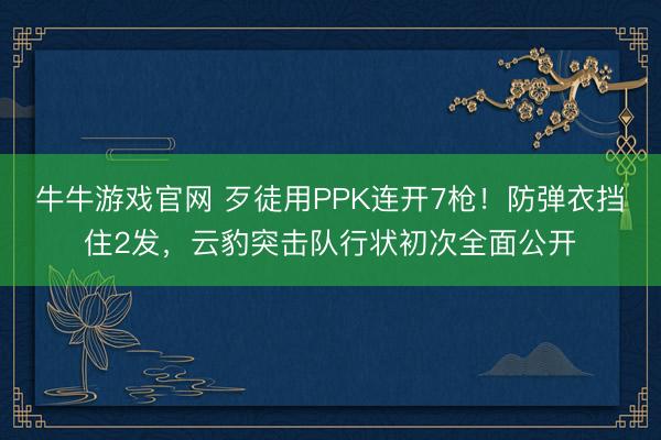 牛牛游戏官网 歹徒用PPK连开7枪！防弹衣挡住2发，云豹突击队行状初次全面公开