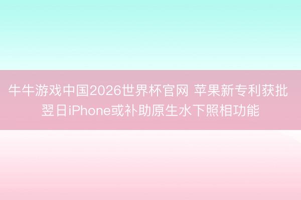 牛牛游戏中国2026世界杯官网 苹果新专利获批 翌日iPhone或补助原生水下照相功能