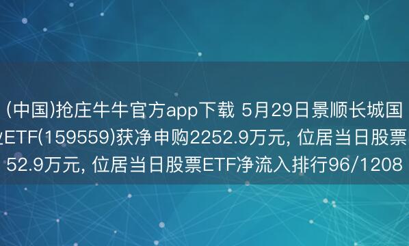 (中国)抢庄牛牛官方app下载 5月29日景顺长城国证机器东说念主产业ETF(159559)获净申购2252.9万元， 位居当日股票ETF净流入排行96/1208