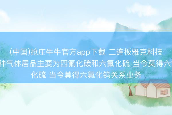 (中国)抢庄牛牛官方app下载 二连板雅克科技: 公司含氟类特种气体居品主要为四氟化碳和六氟化硫 当今莫得六氟化钨关系业务